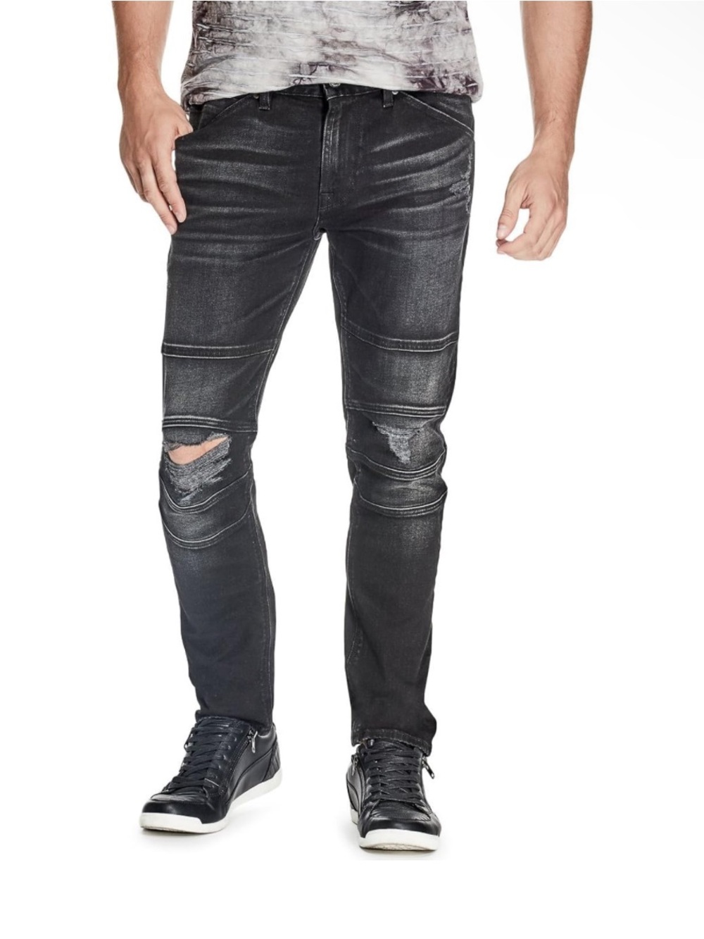GUESS Men’s Slim- Fit Tapered Stretch Dark Grey 29x30